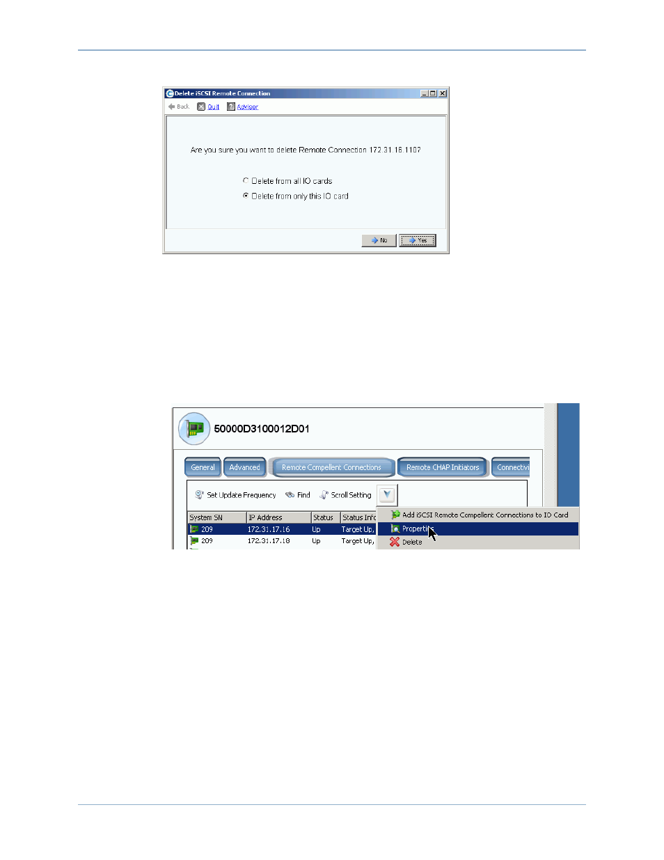 Viewing remote connection properties | Dell Compellent Series 30 User Manual | Page 187 / 448