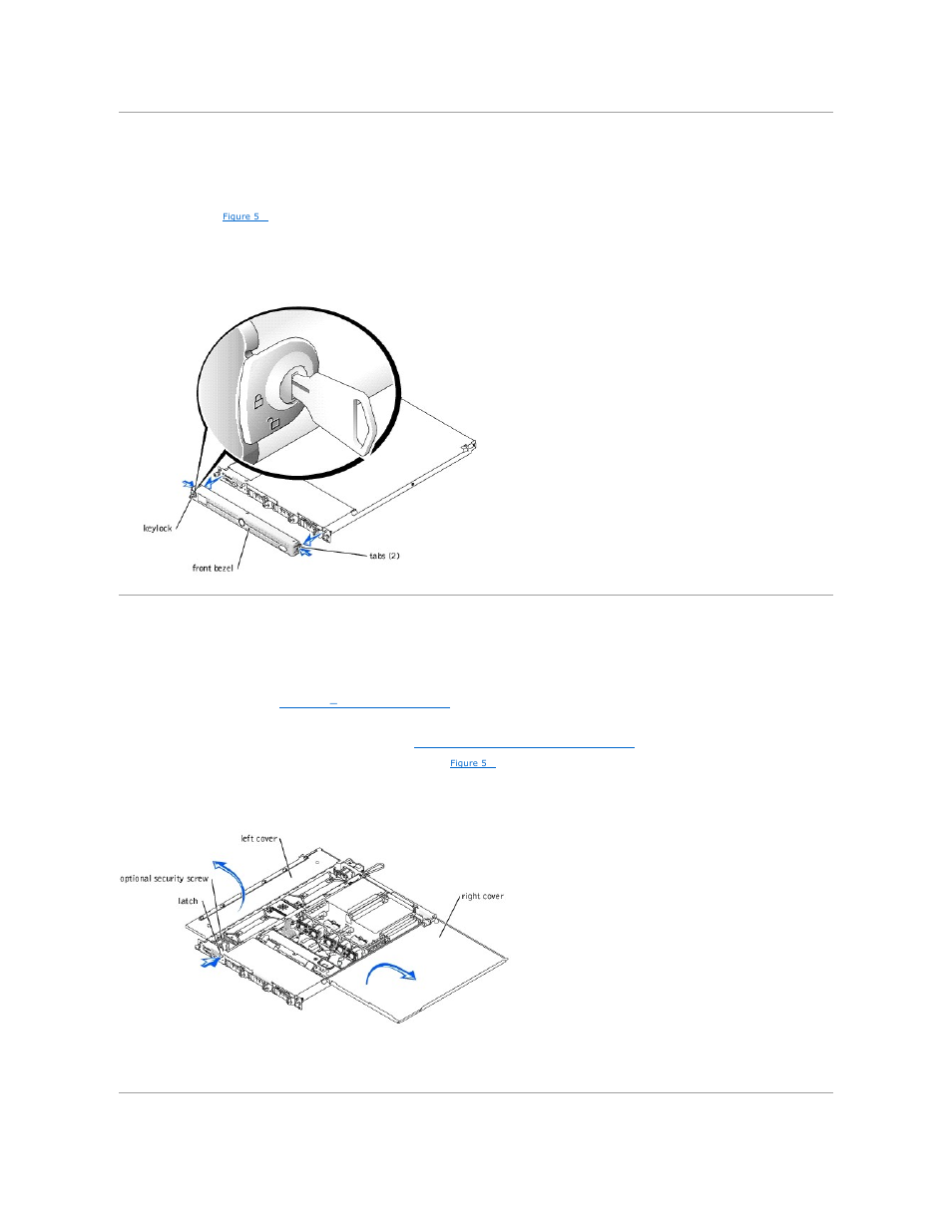 Removing and replacing the optional front bezel, Opening the system covers | Dell PowerEdge 1750 User Manual | Page 37 / 74
