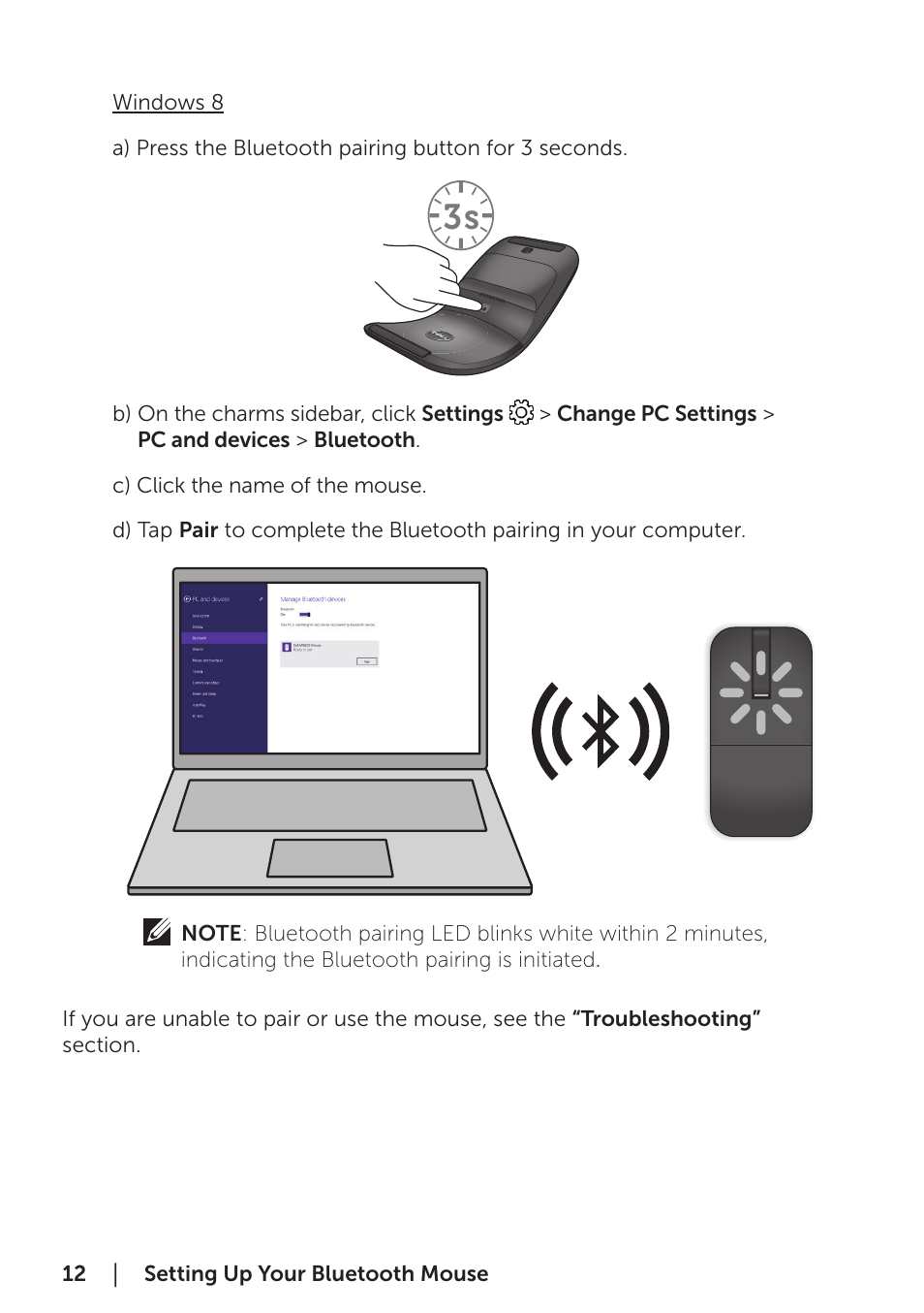 Dell Bluetooth Mouse WM615 User Manual | Page 12 / 23