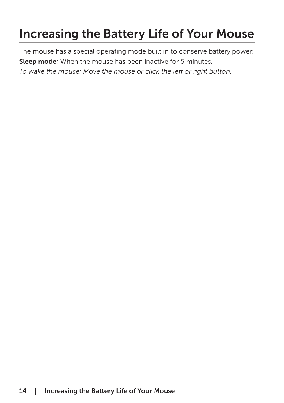 Increasing the battery life of your mouse | Dell Bluetooth Mouse WM615 User Manual | Page 14 / 23