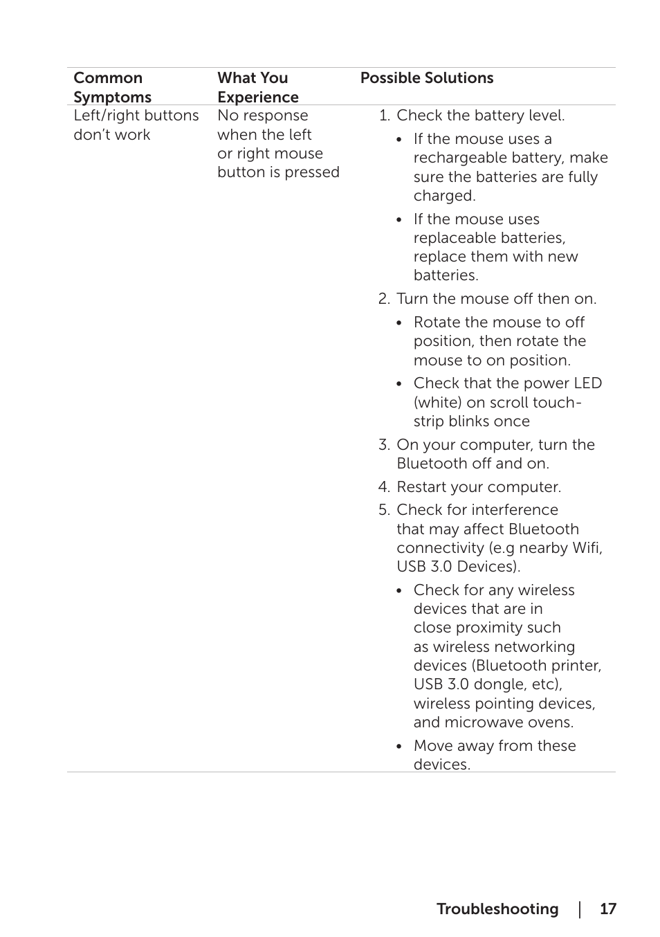 Dell Bluetooth Mouse WM615 User Manual | Page 17 / 23