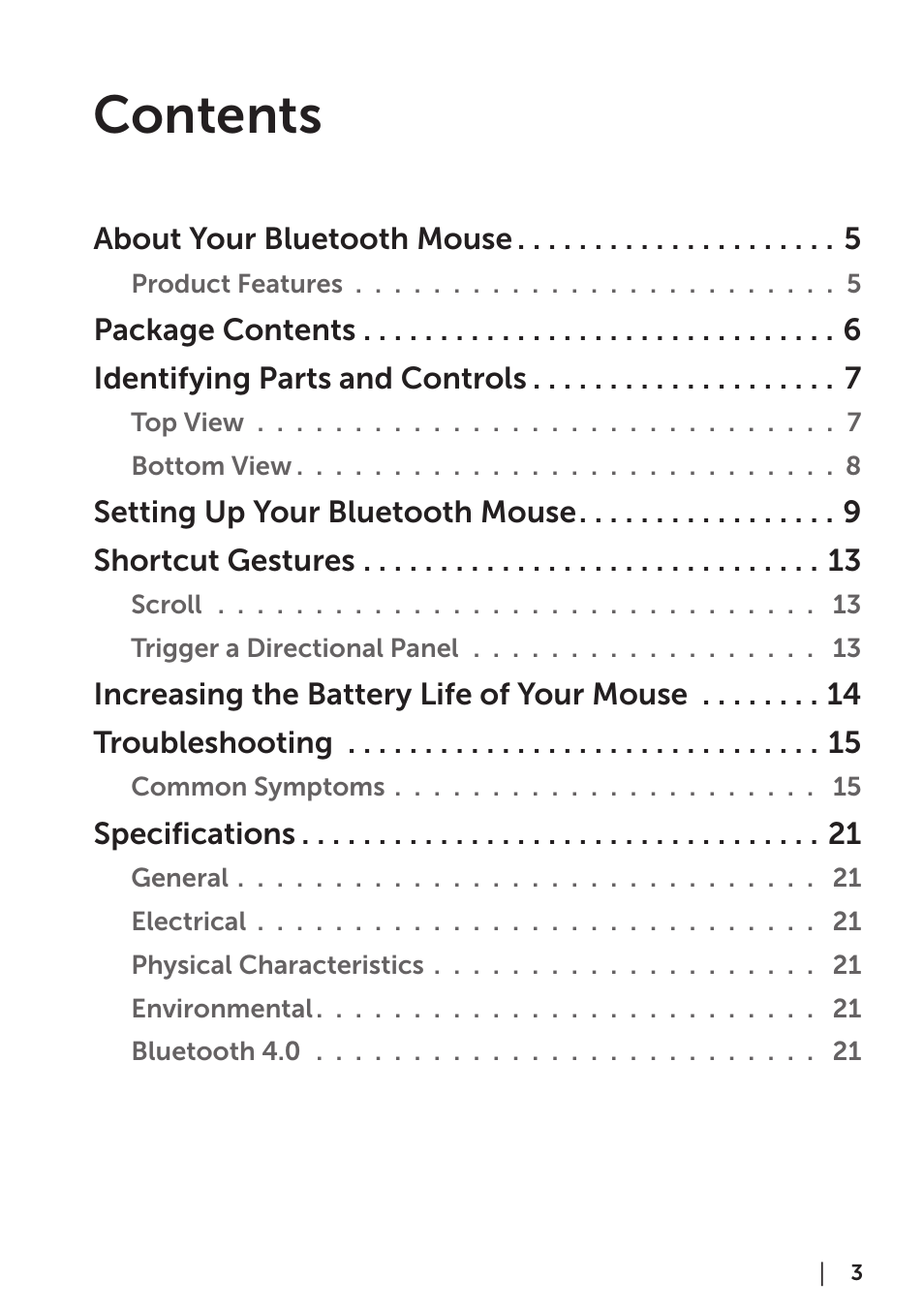 Dell Bluetooth Mouse WM615 User Manual | Page 3 / 23