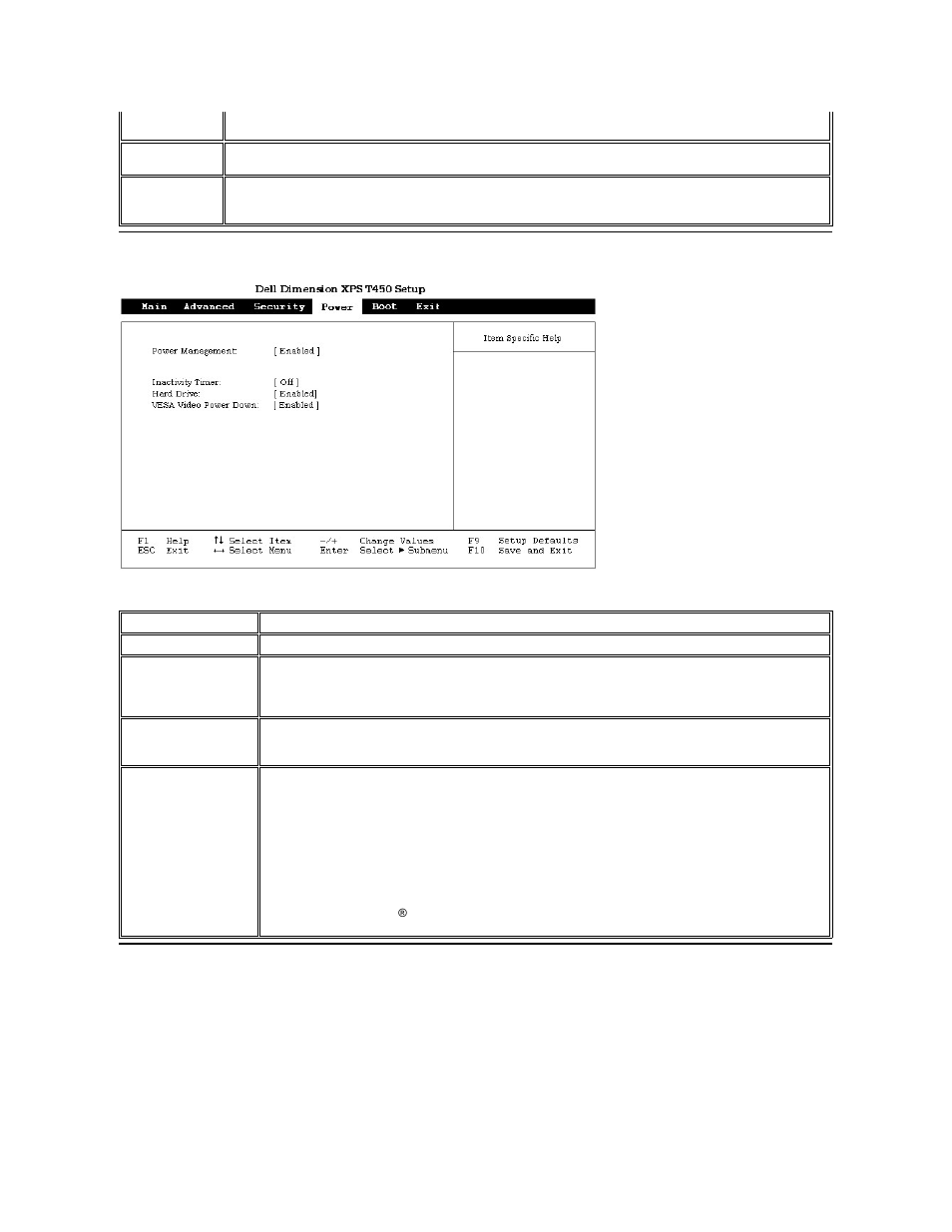 Power screen, Boot screen | Dell Dimension XPS T___ User Manual | Page 41 / 53
