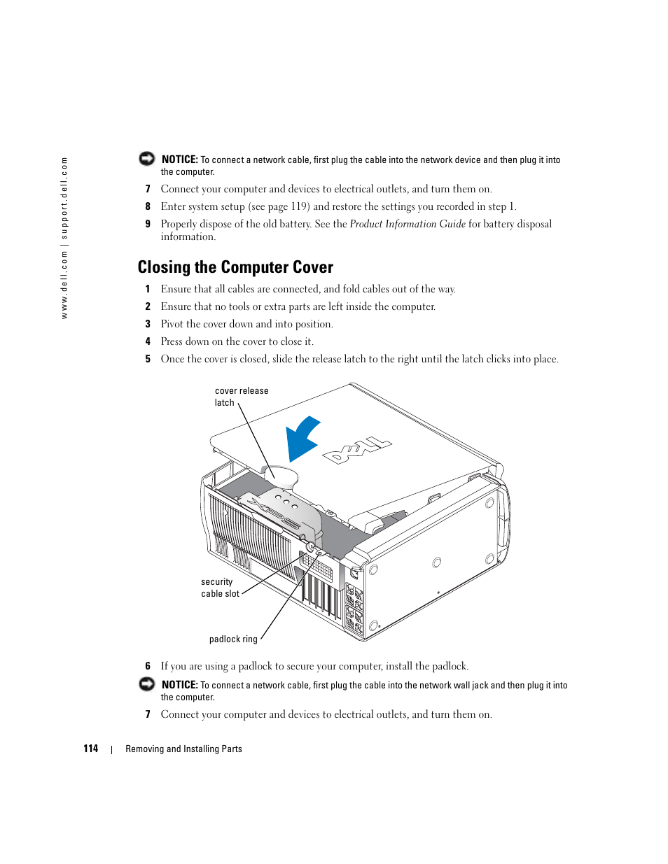 Closing the computer cover, Settings in step 8 | Dell XPS/Dimension XPS Gen 4 User Manual | Page 114 / 154