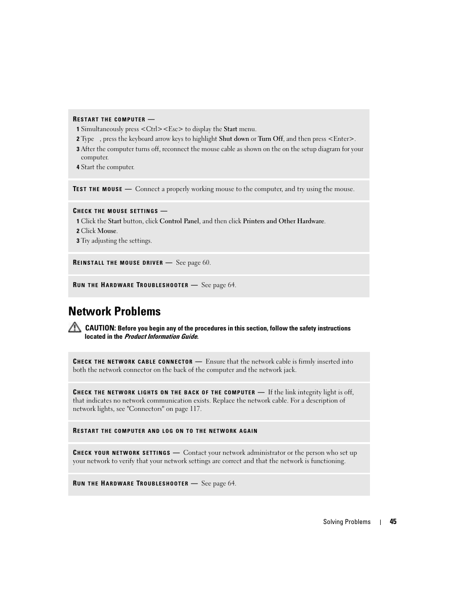 Network problems | Dell XPS/Dimension XPS Gen 4 User Manual | Page 45 / 154
