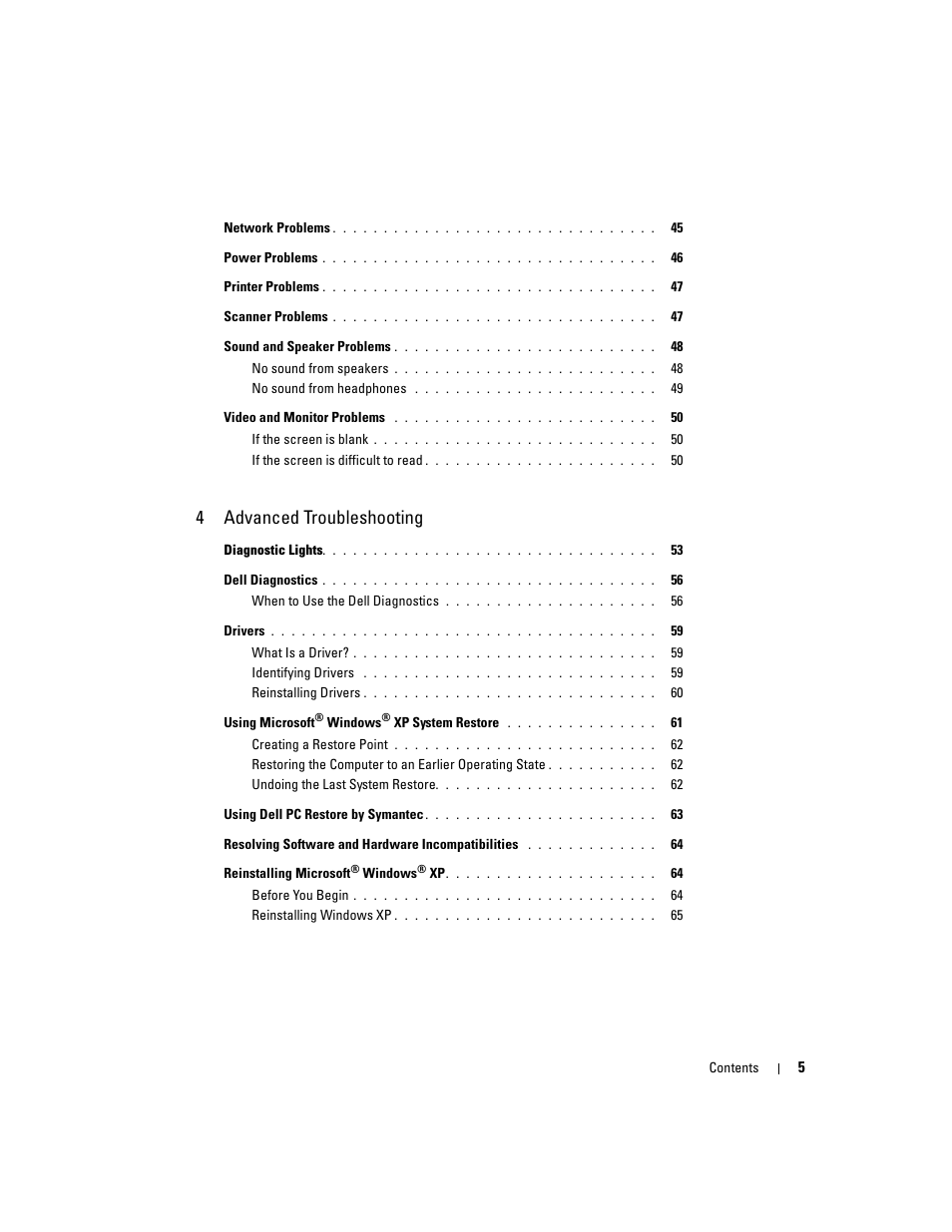 4advanced troubleshooting | Dell XPS/Dimension XPS Gen 4 User Manual | Page 5 / 154
