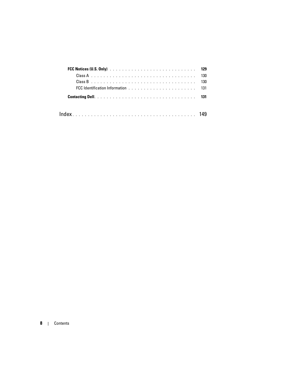 Index | Dell XPS/Dimension XPS Gen 4 User Manual | Page 8 / 154
