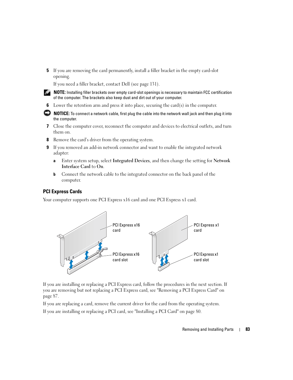 Pci express cards | Dell XPS/Dimension XPS Gen 4 User Manual | Page 83 / 154