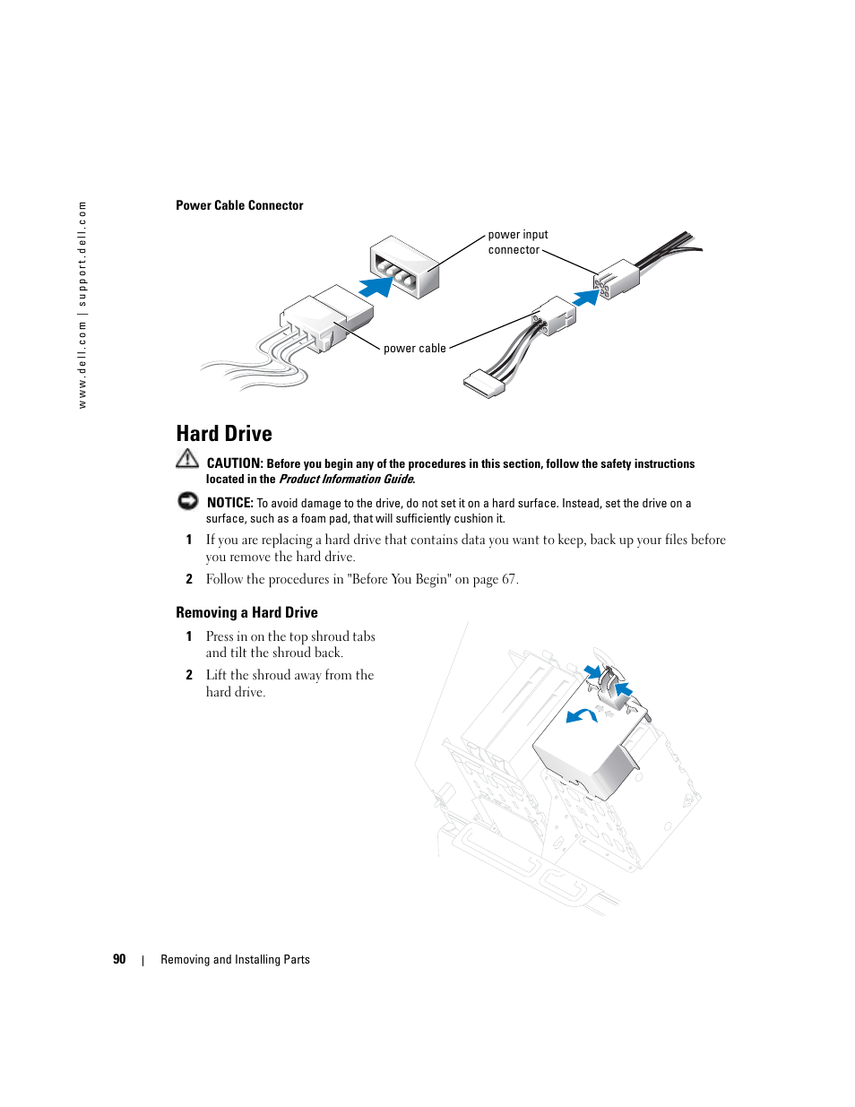 Hard drive, Removing a hard drive | Dell XPS/Dimension XPS Gen 4 User Manual | Page 90 / 154