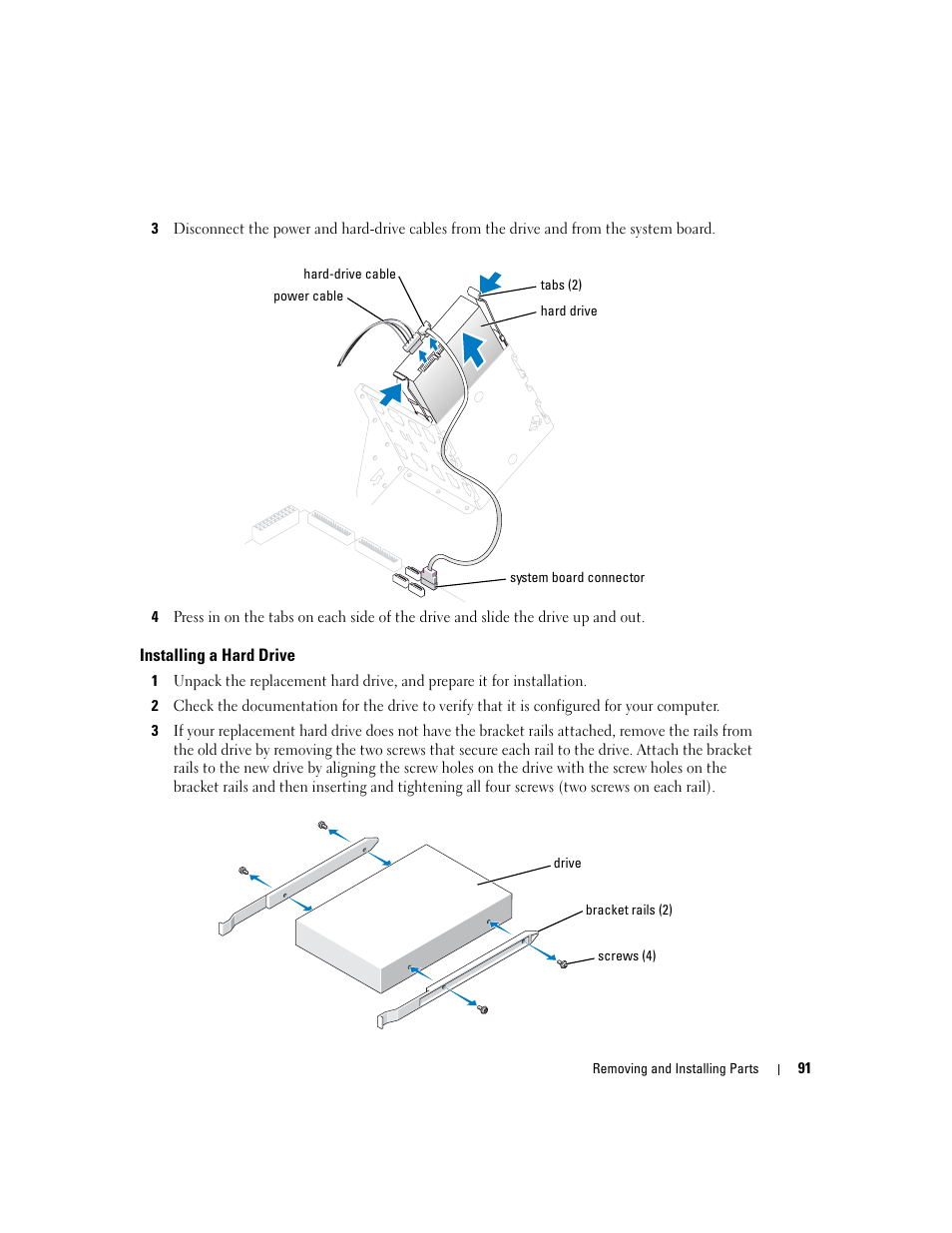 Installing a hard drive | Dell XPS/Dimension XPS Gen 4 User Manual | Page 91 / 154