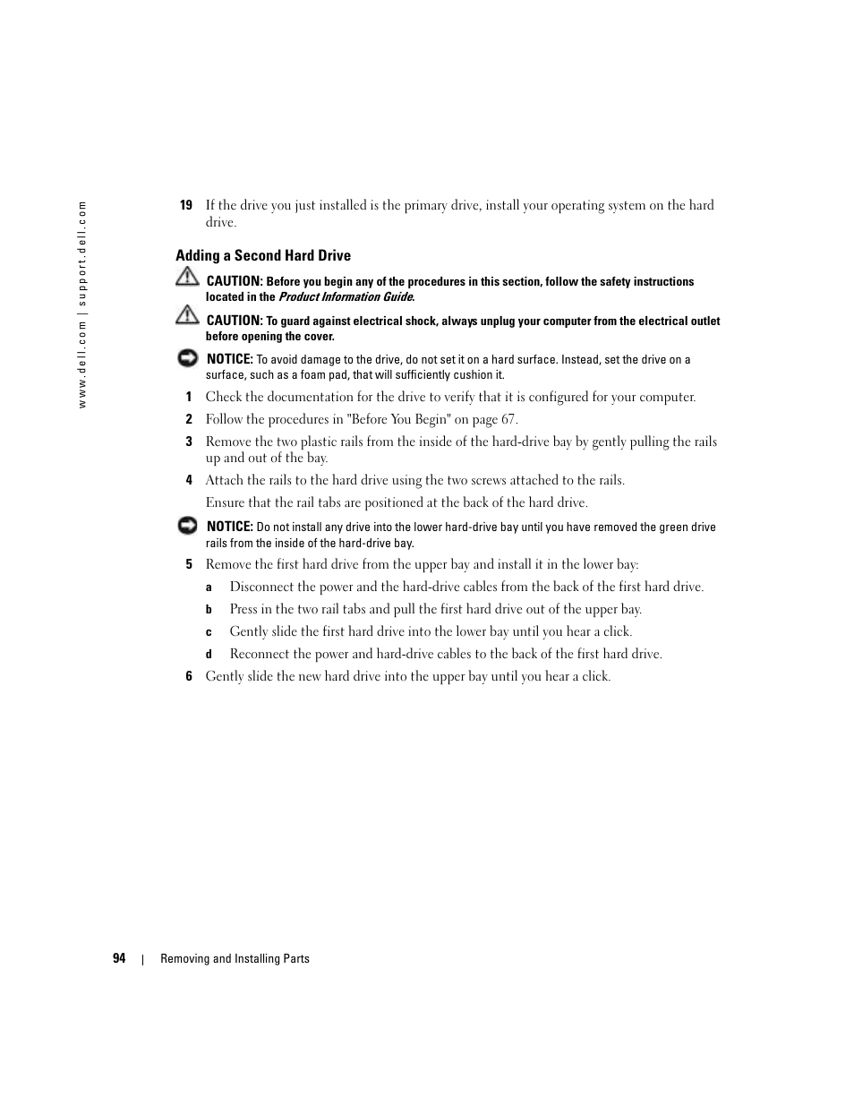 Adding a second hard drive | Dell XPS/Dimension XPS Gen 4 User Manual | Page 94 / 154