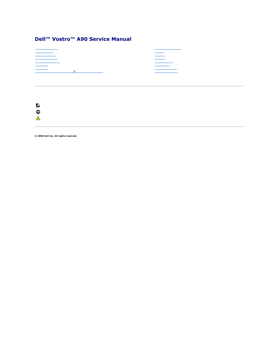 Dell Vostro A90 (Late 2008) User Manual | 37 pages
