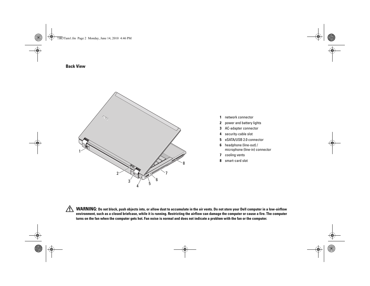 Back view | Dell Latitude E4310 (Mid 2010) User Manual | Page 2 / 6