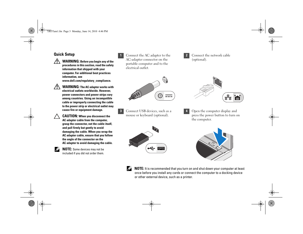 Quick setup | Dell Latitude E4310 (Mid 2010) User Manual | Page 3 / 6