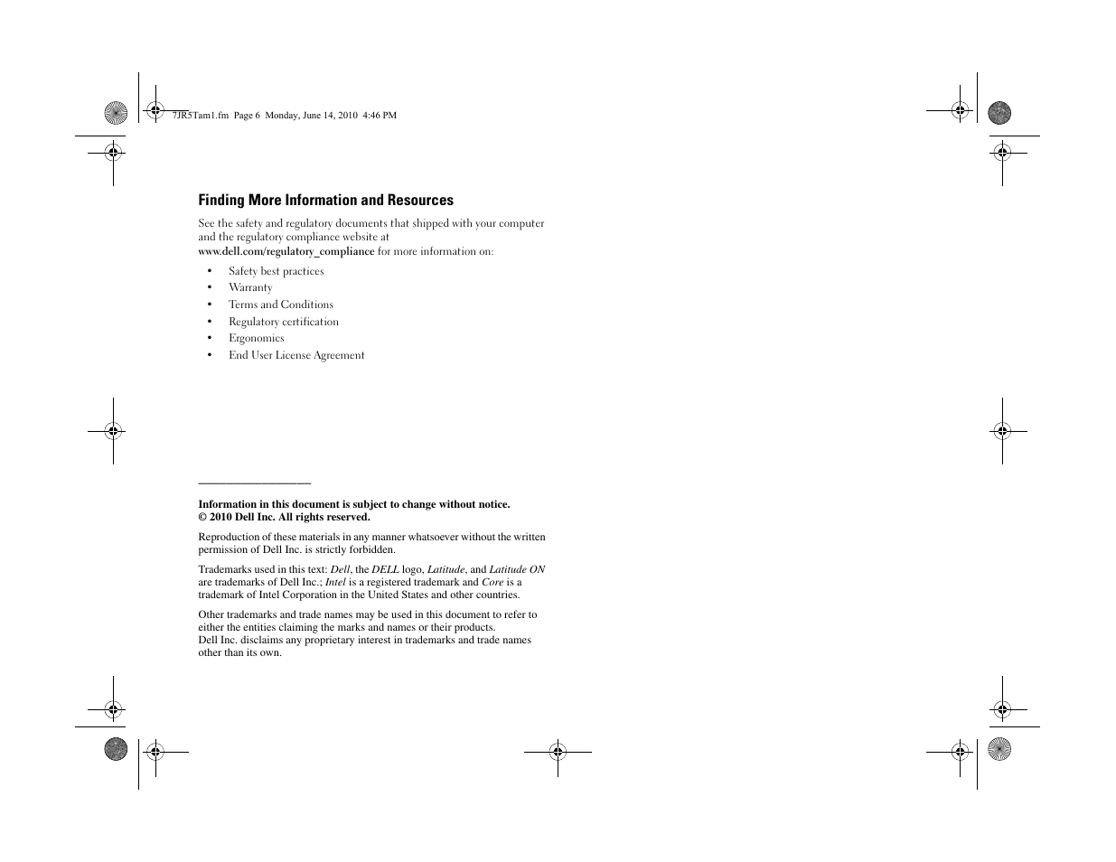 Finding more information and resources | Dell Latitude E4310 (Mid 2010) User Manual | Page 6 / 6