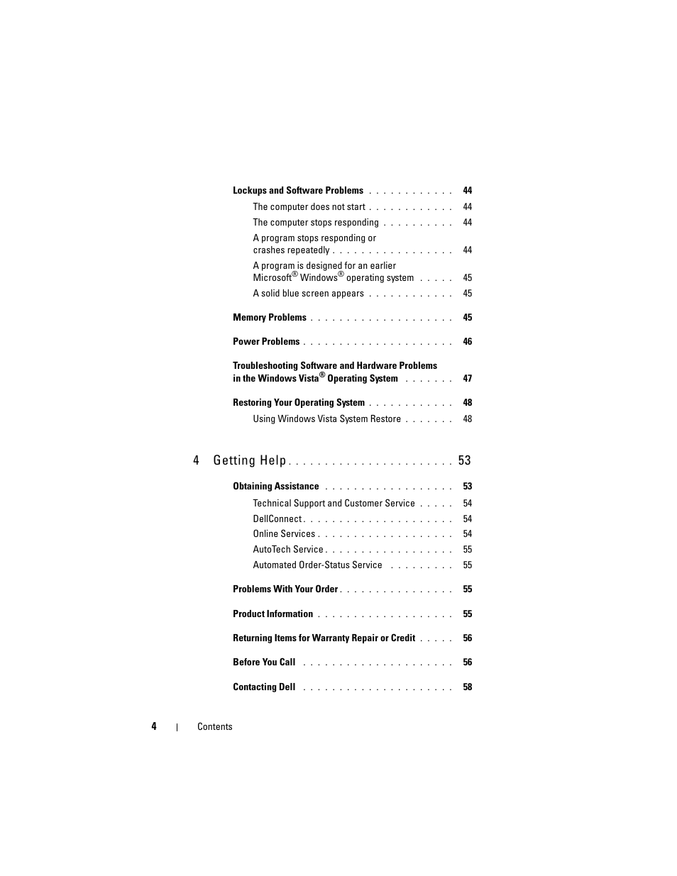 4getting help | Dell Studio 1536 (Mid 2008) User Manual | Page 4 / 64