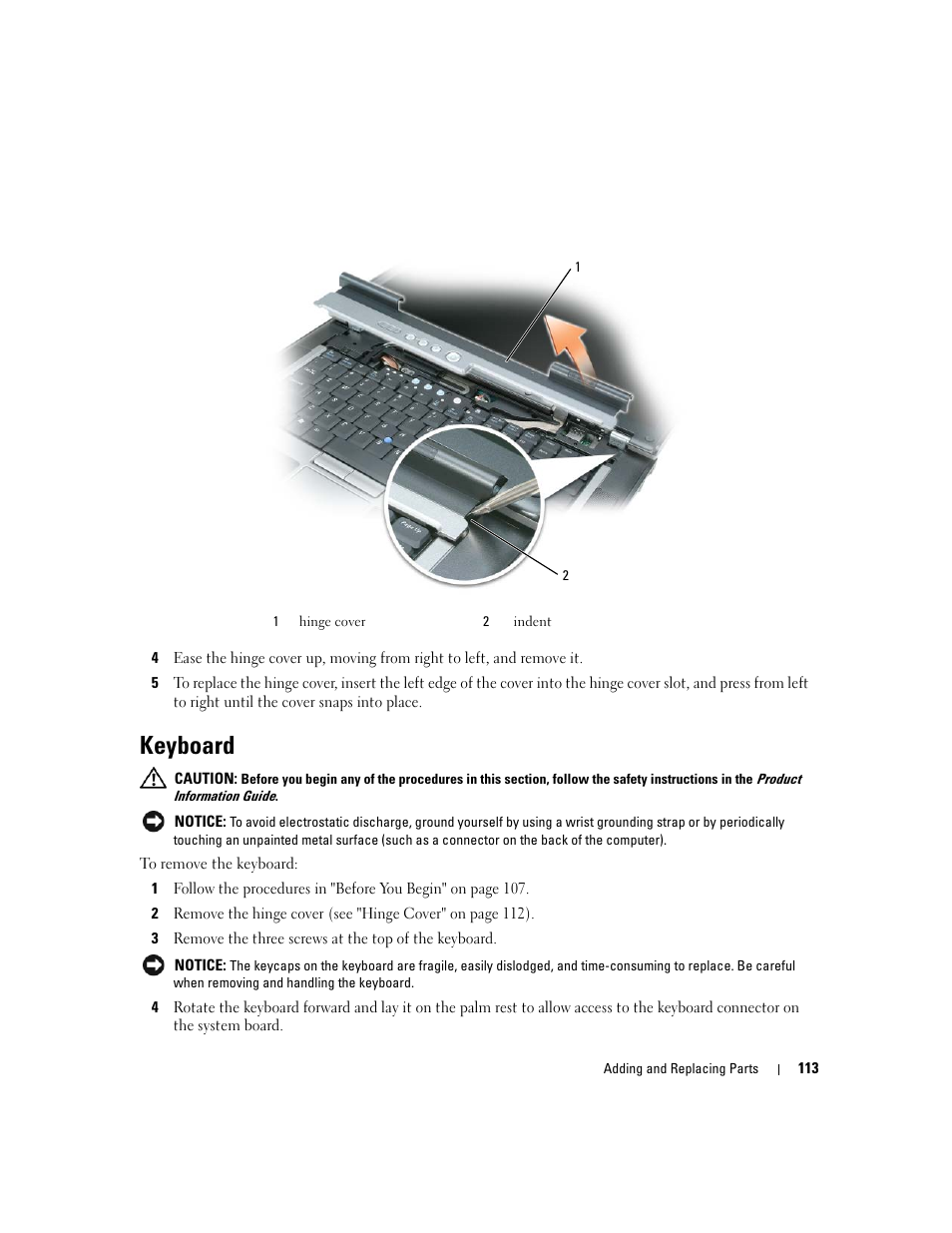 Keyboard | Dell Precision M4300 (Mid 2007) User Manual | Page 115 / 160