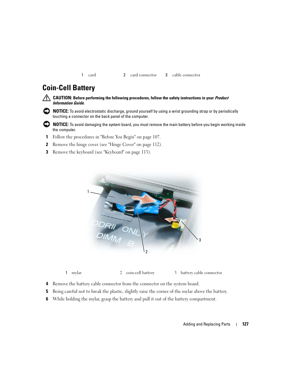 Coin-cell battery | Dell Precision M4300 (Mid 2007) User Manual | Page 129 / 160