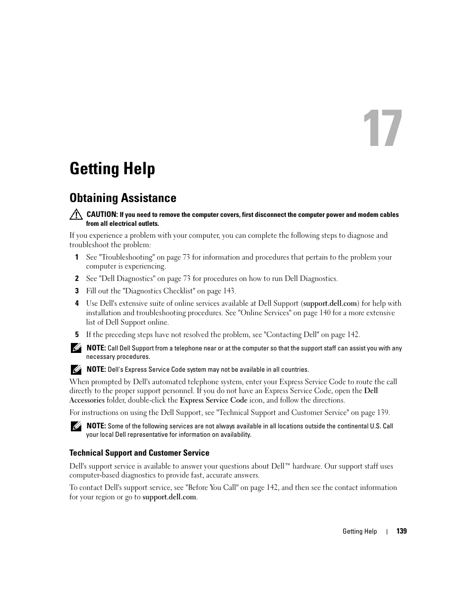 Getting help, Obtaining assistance | Dell Precision M4300 (Mid 2007) User Manual | Page 141 / 160