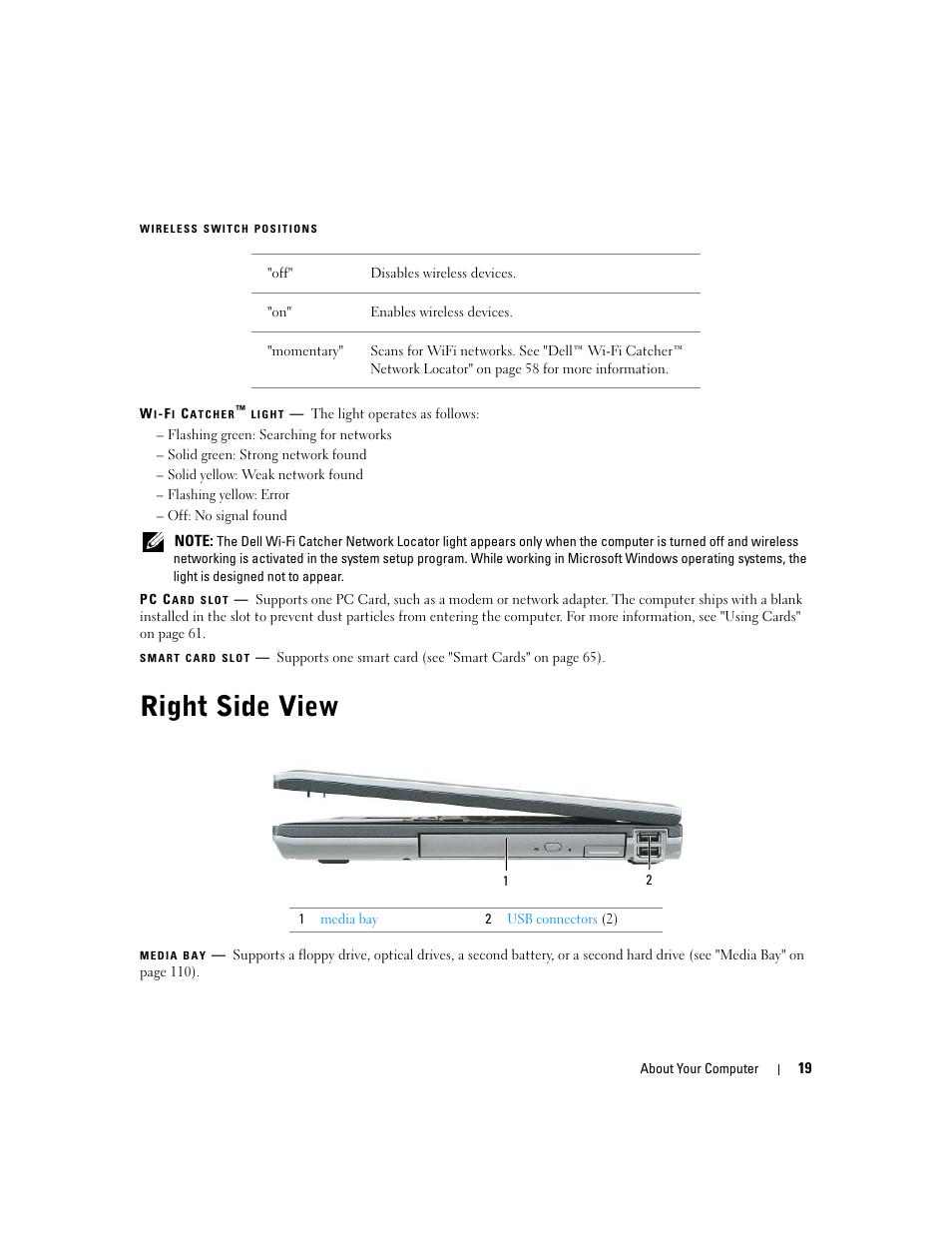 Right side view | Dell Precision M4300 (Mid 2007) User Manual | Page 21 / 160