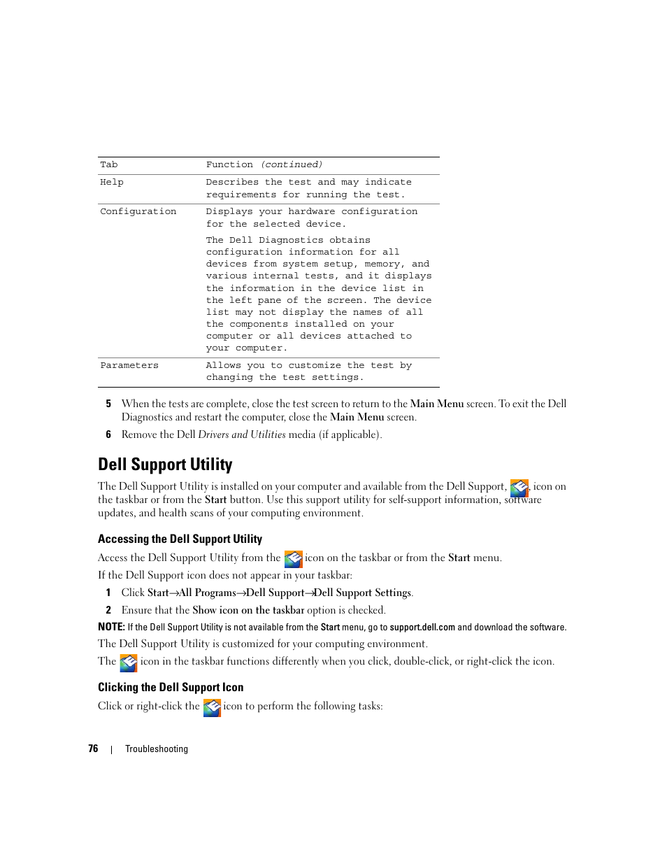 Dell support utility | Dell Precision M4300 (Mid 2007) User Manual | Page 78 / 160