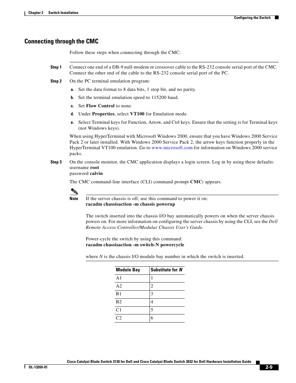 Connecting through the cmc | Dell POWEREDGE M1000E User Manual | Page 29 / 72