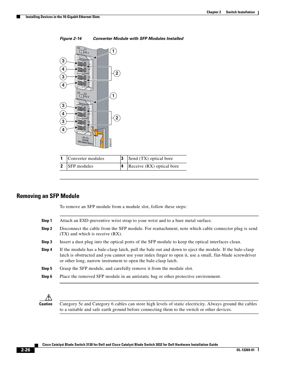 Removing an sfp module, Figure 2-14 | Dell POWEREDGE M1000E User Manual | Page 46 / 72