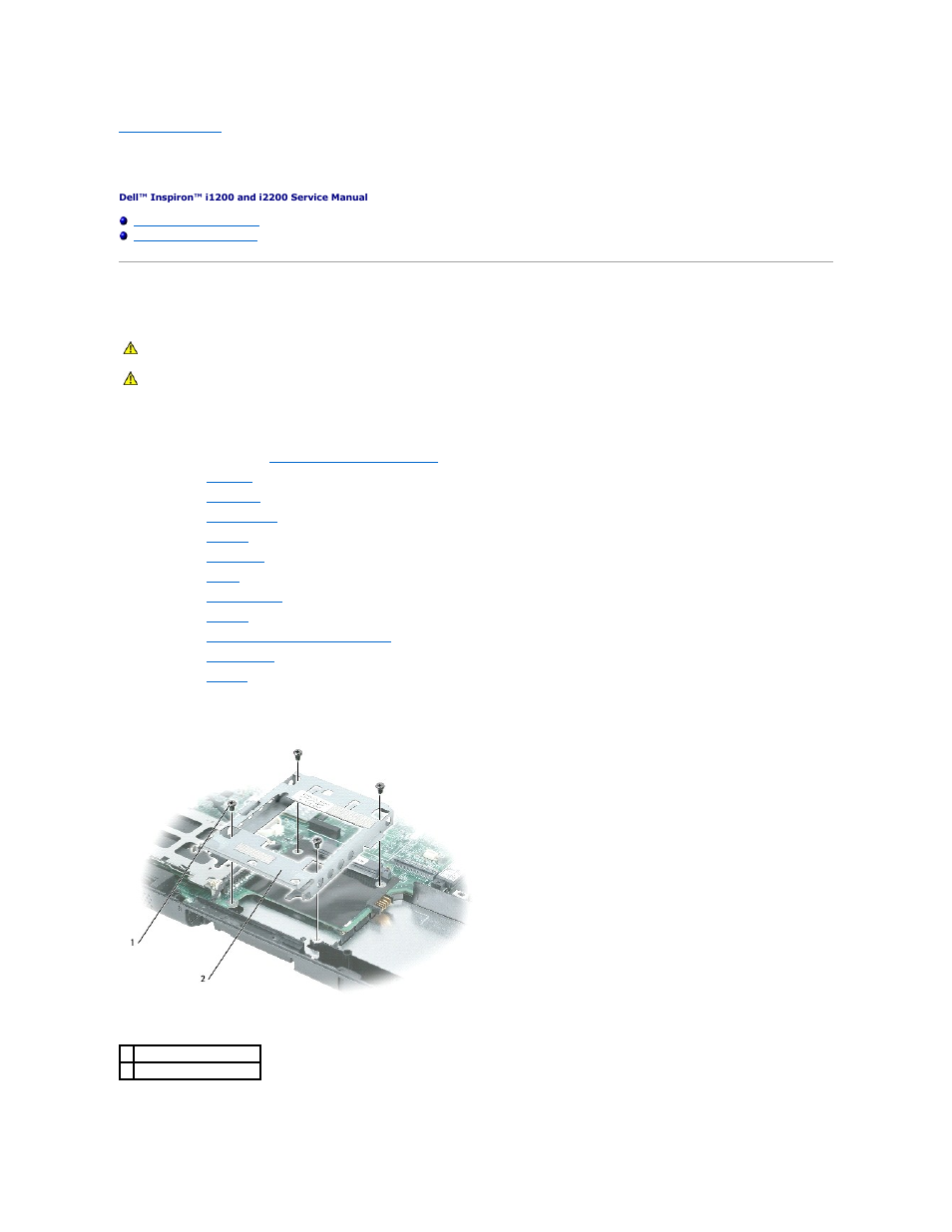 System board, Removing the system board | Dell Inspiron 1200 User Manual | Page 26 / 45