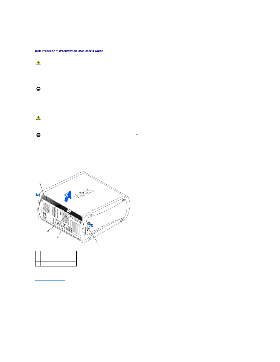 Opening the computer cover | Dell Precision 350 User Manual | Page 64 / 106