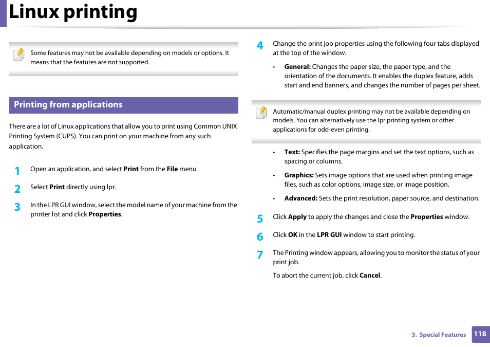 Linux printing, Printing from applications | Dell B1160 Mono Laser Printer User Manual | Page 118 / 165