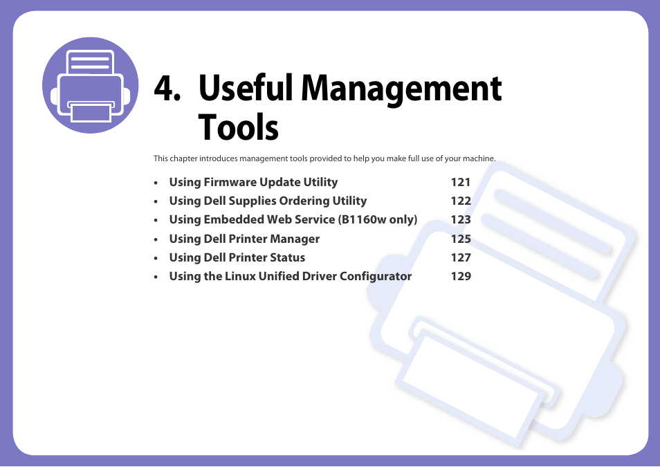 Useful management tools | Dell B1160 Mono Laser Printer User Manual | Page 120 / 165