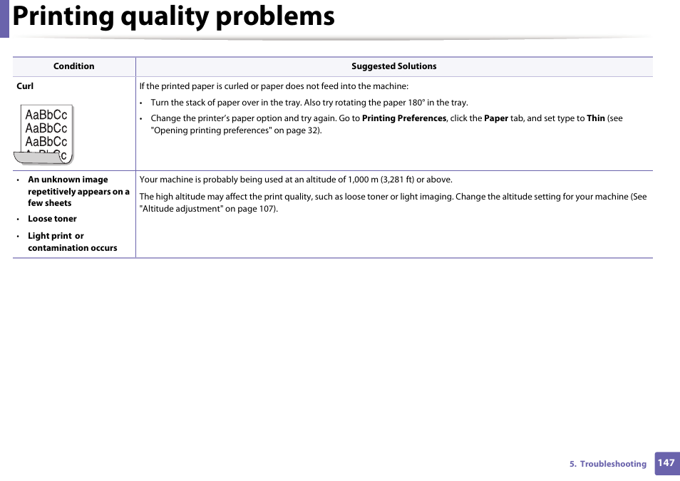 Printing quality problems | Dell B1160 Mono Laser Printer User Manual | Page 147 / 165