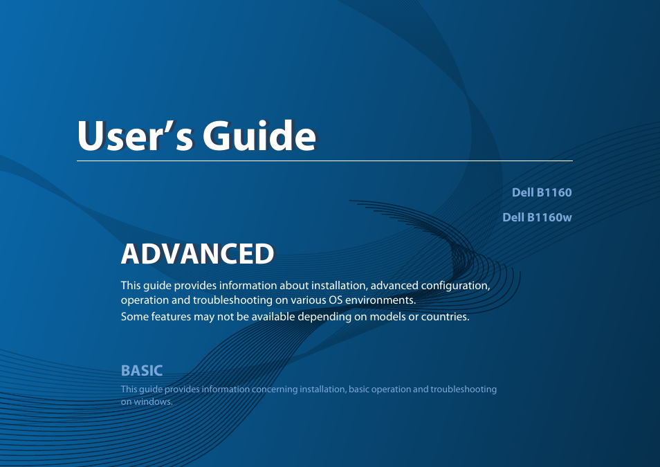 Advanced, User’s guide | Dell B1160 Mono Laser Printer User Manual | Page 68 / 165
