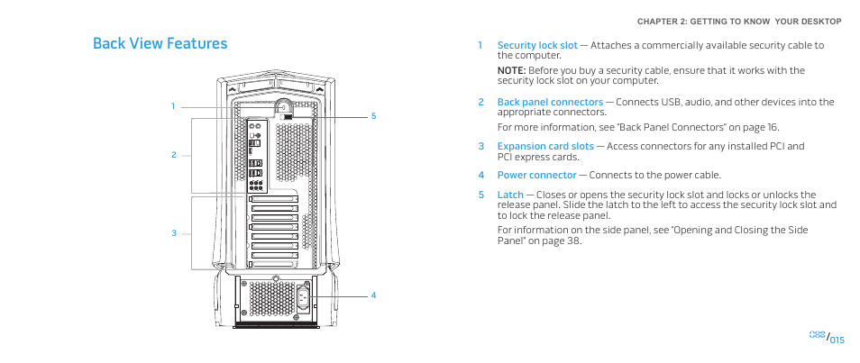 Back view features | Dell Alienware Area-51 ALX (Late 2009) User Manual | Page 15 / 72