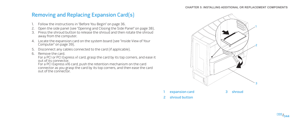 Removing and replacing expansion card(s) | Dell Alienware Area-51 ALX (Late 2009) User Manual | Page 44 / 72