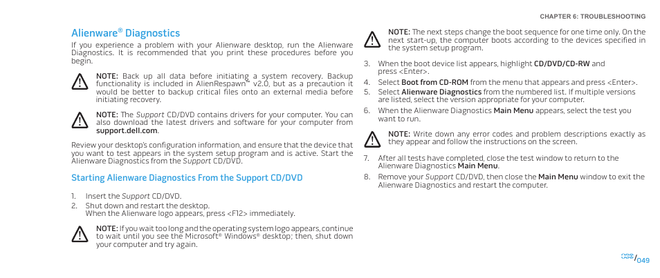 Alienware, Diagnostics | Dell Alienware Area-51 ALX (Late 2009) User Manual | Page 49 / 72