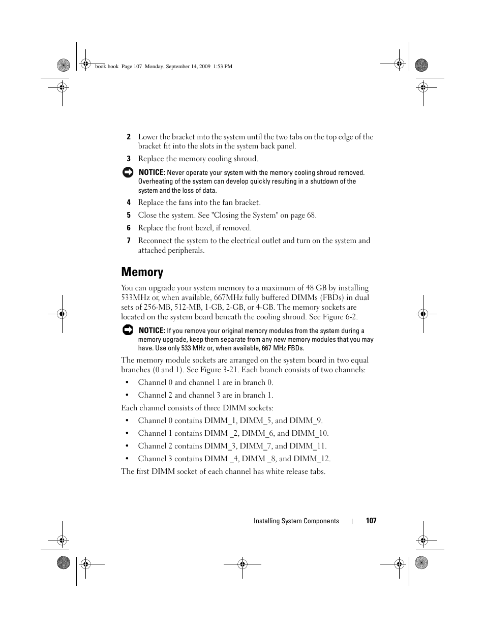 Memory | Dell PowerVault DP600 User Manual | Page 107 / 234