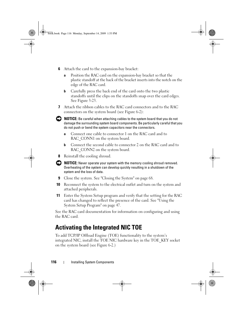 Activating the integrated nic toe | Dell PowerVault DP600 User Manual | Page 116 / 234