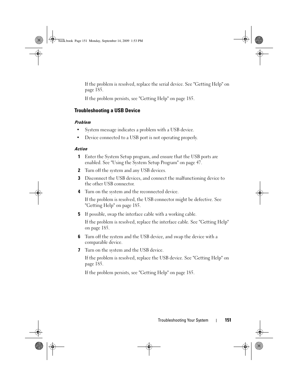 Troubleshooting a usb device | Dell PowerVault DP600 User Manual | Page 151 / 234