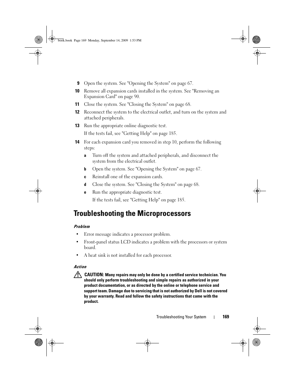 Troubleshooting the microprocessors | Dell PowerVault DP600 User Manual | Page 169 / 234