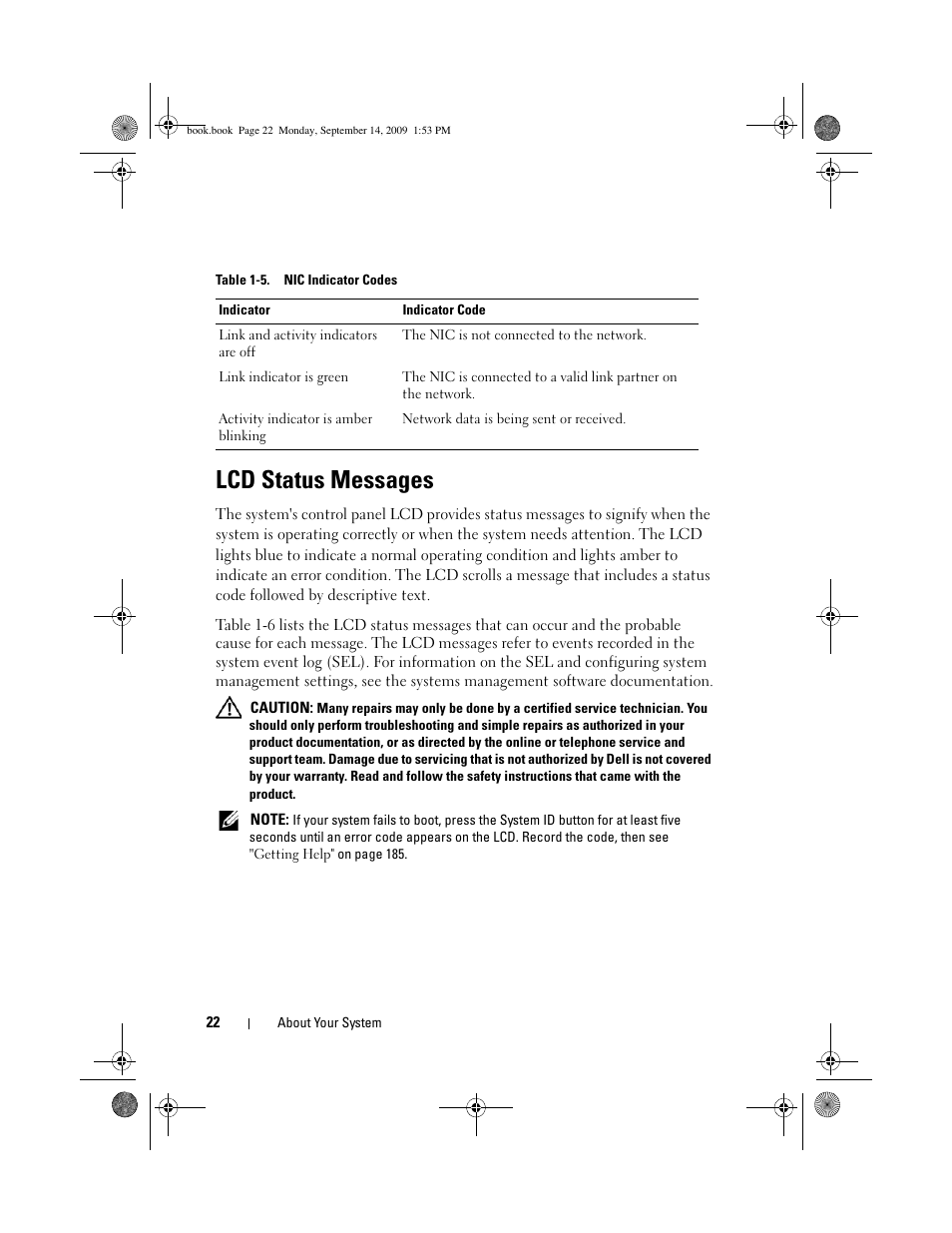 Lcd status messages | Dell PowerVault DP600 User Manual | Page 22 / 234