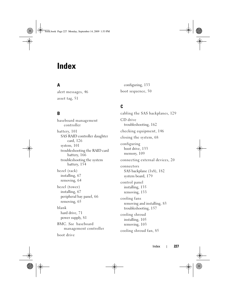 Index | Dell PowerVault DP600 User Manual | Page 227 / 234