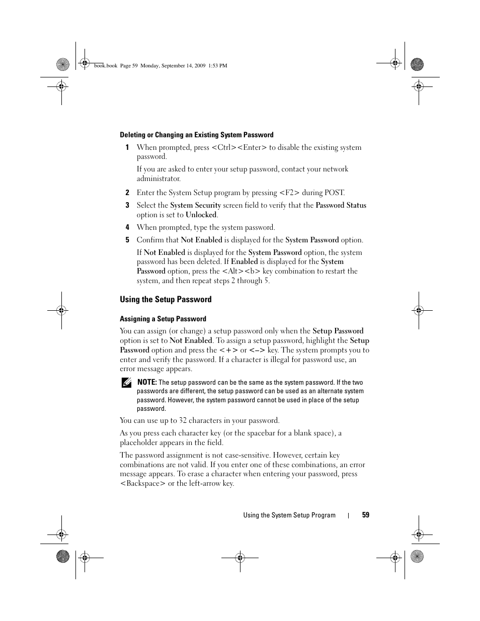 Using the setup password | Dell PowerVault DP600 User Manual | Page 59 / 234