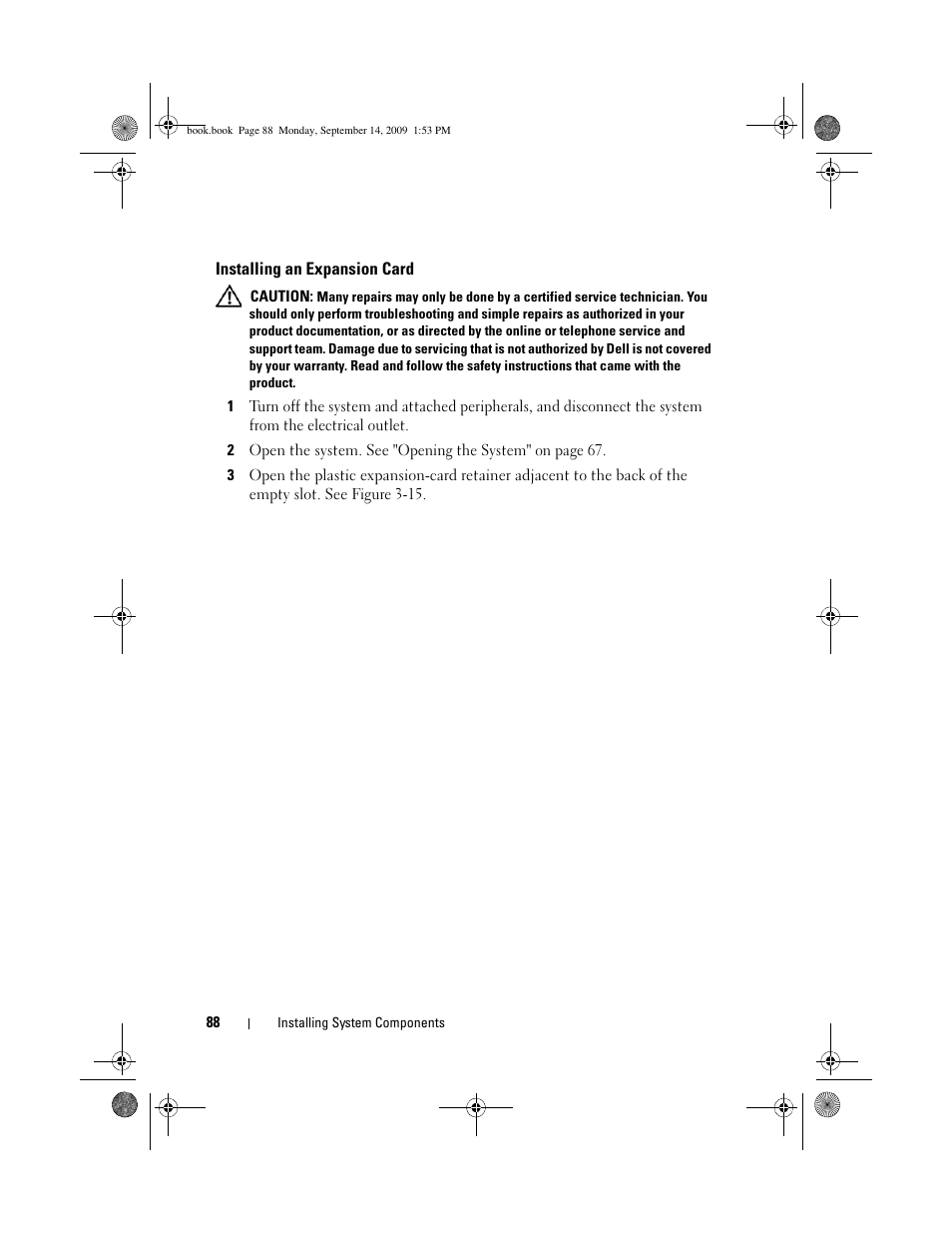 Installing an expansion card | Dell PowerVault DP600 User Manual | Page 88 / 234