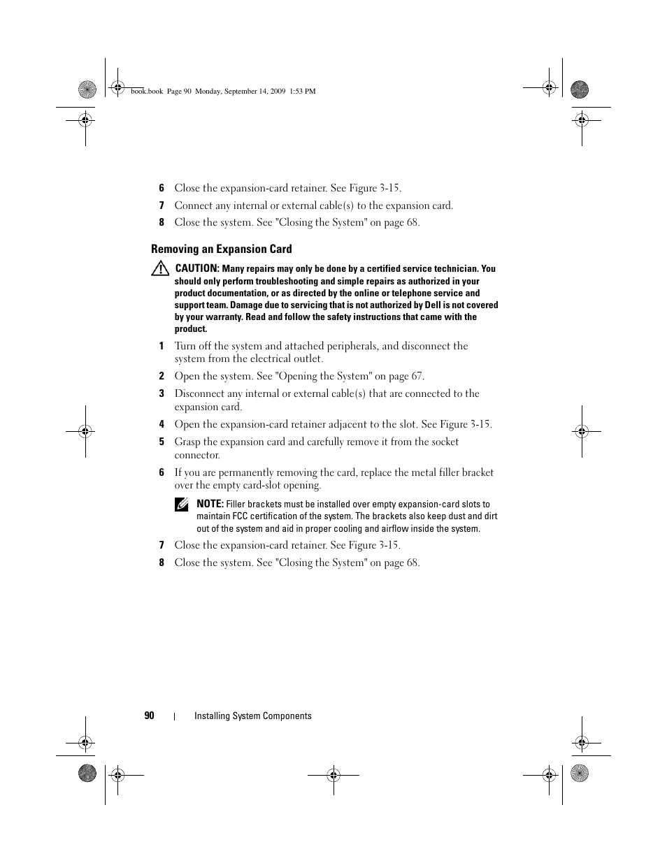 Removing an expansion card | Dell PowerVault DP600 User Manual | Page 90 / 234