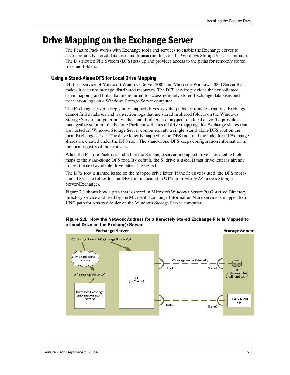 Drive mapping on the exchange server | Dell PowerVault 770N (Deskside NAS Appliance) User Manual | Page 25 / 73