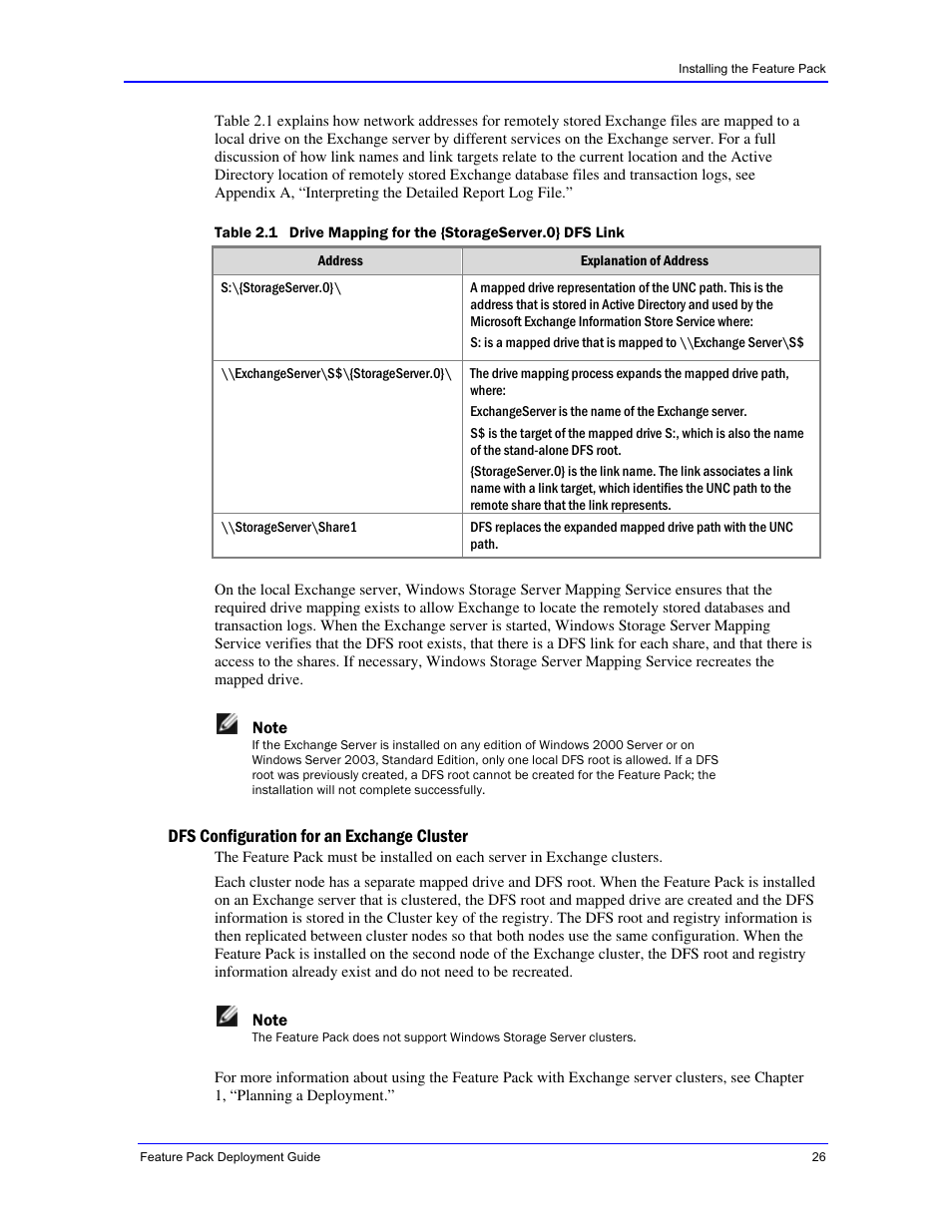 Dfs configuration for an exchange cluster | Dell PowerVault 770N (Deskside NAS Appliance) User Manual | Page 26 / 73