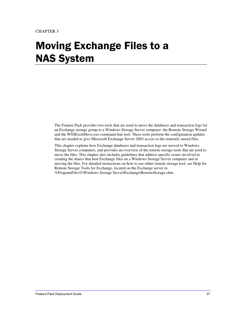 Moving exchange files to a nas system | Dell PowerVault 770N (Deskside NAS Appliance) User Manual | Page 37 / 73
