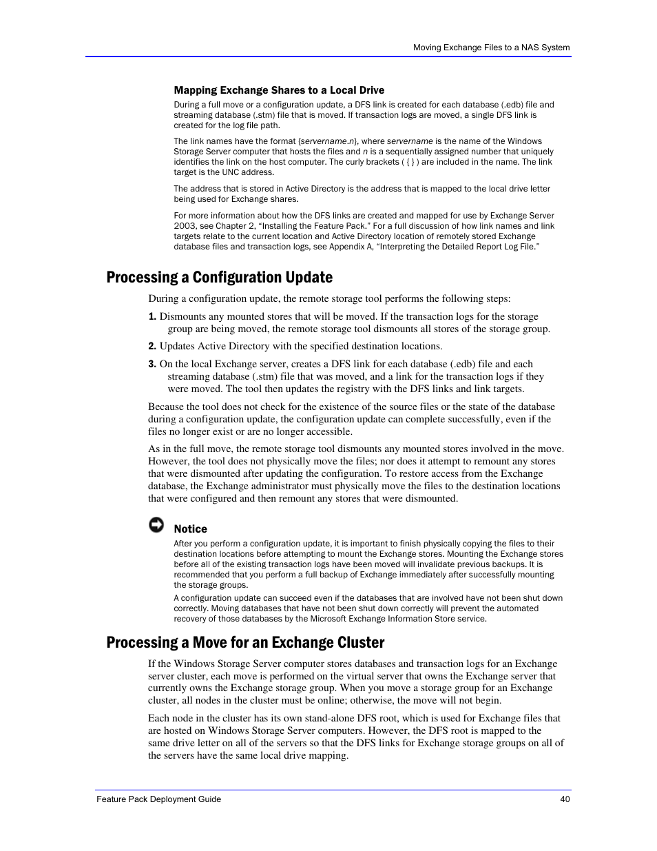 Processing a configuration update, Processing a move for an exchange cluster | Dell PowerVault 770N (Deskside NAS Appliance) User Manual | Page 40 / 73