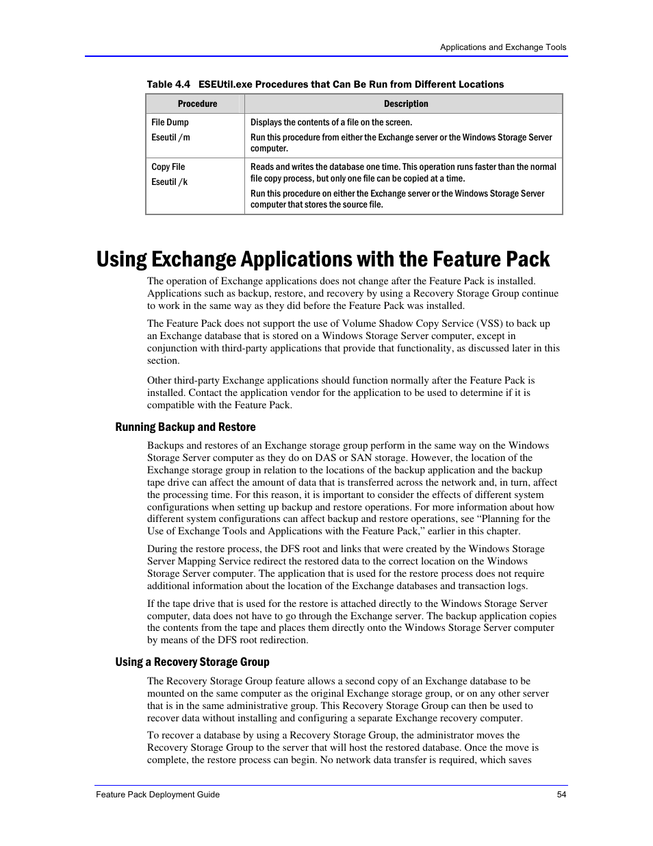 Using exchange applications with the feature pack | Dell PowerVault 770N (Deskside NAS Appliance) User Manual | Page 54 / 73